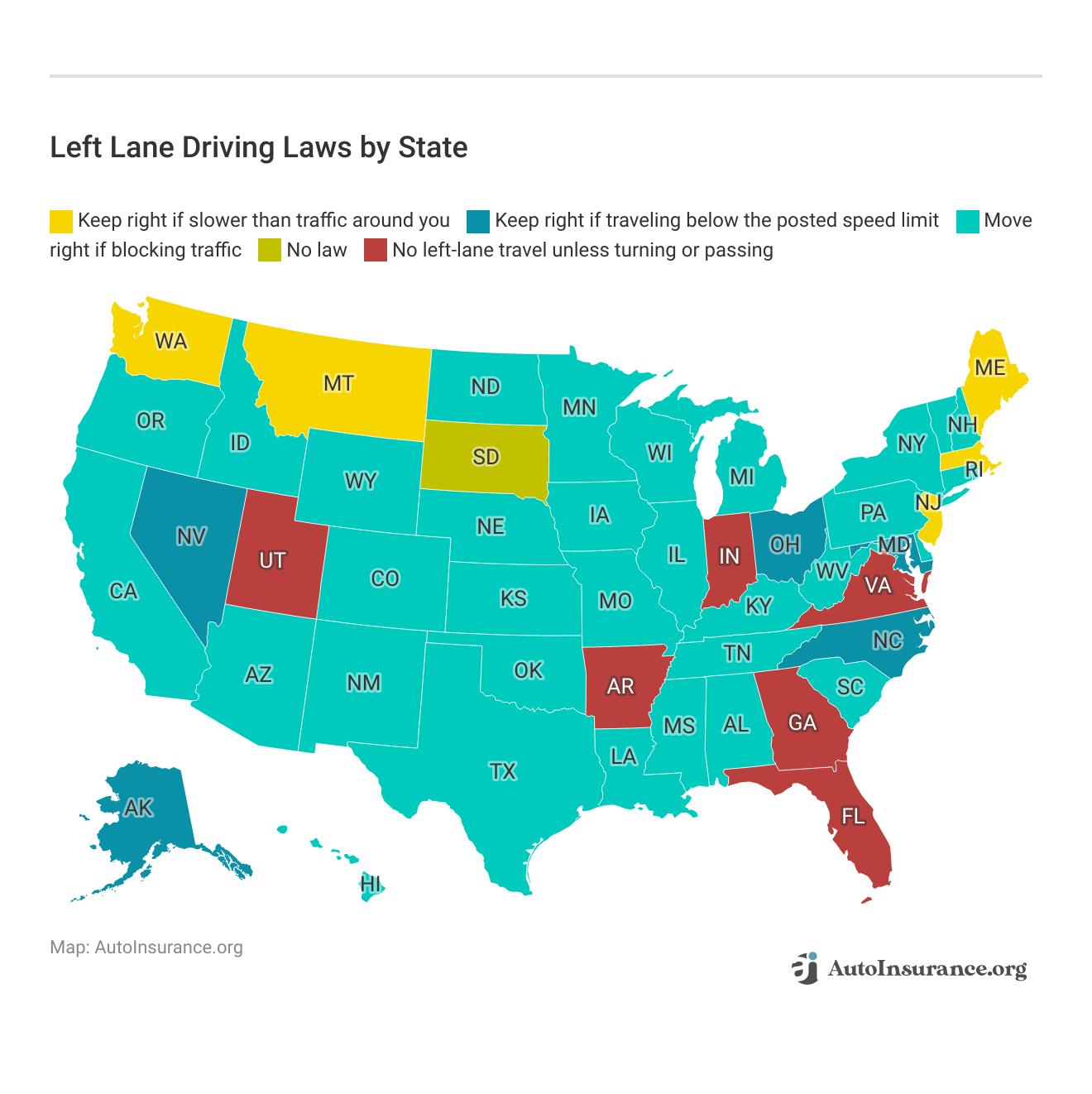 <h3>Left Lane Driving Laws by State</h3>