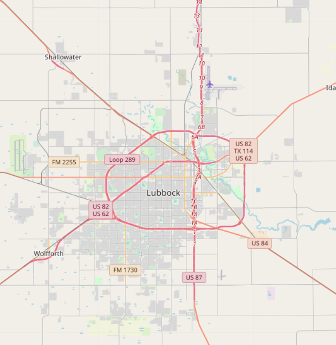 Lubbock Road Map