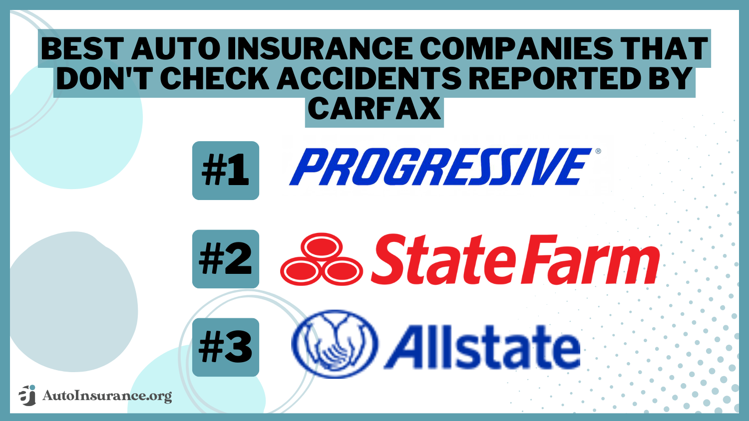 Progressive, State Farm, Allstate: Best Auto Insurance Companies That Don't Check Accidents Reported by CARFAX