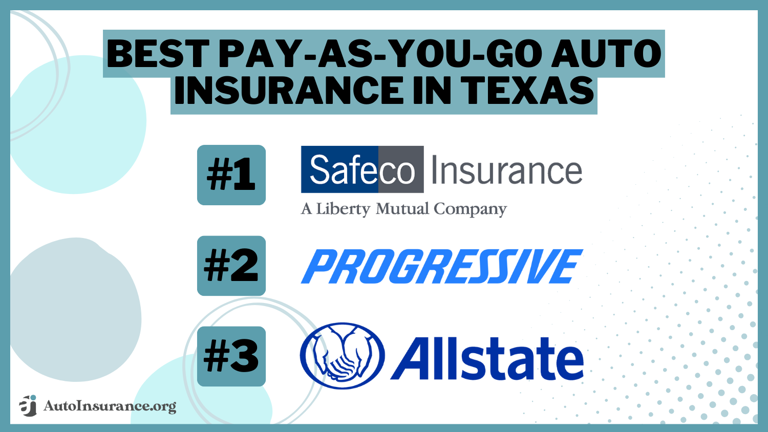 Best Pay-As-You-Go Auto Insurance in Texas: Safeco, Progressive, Allstate