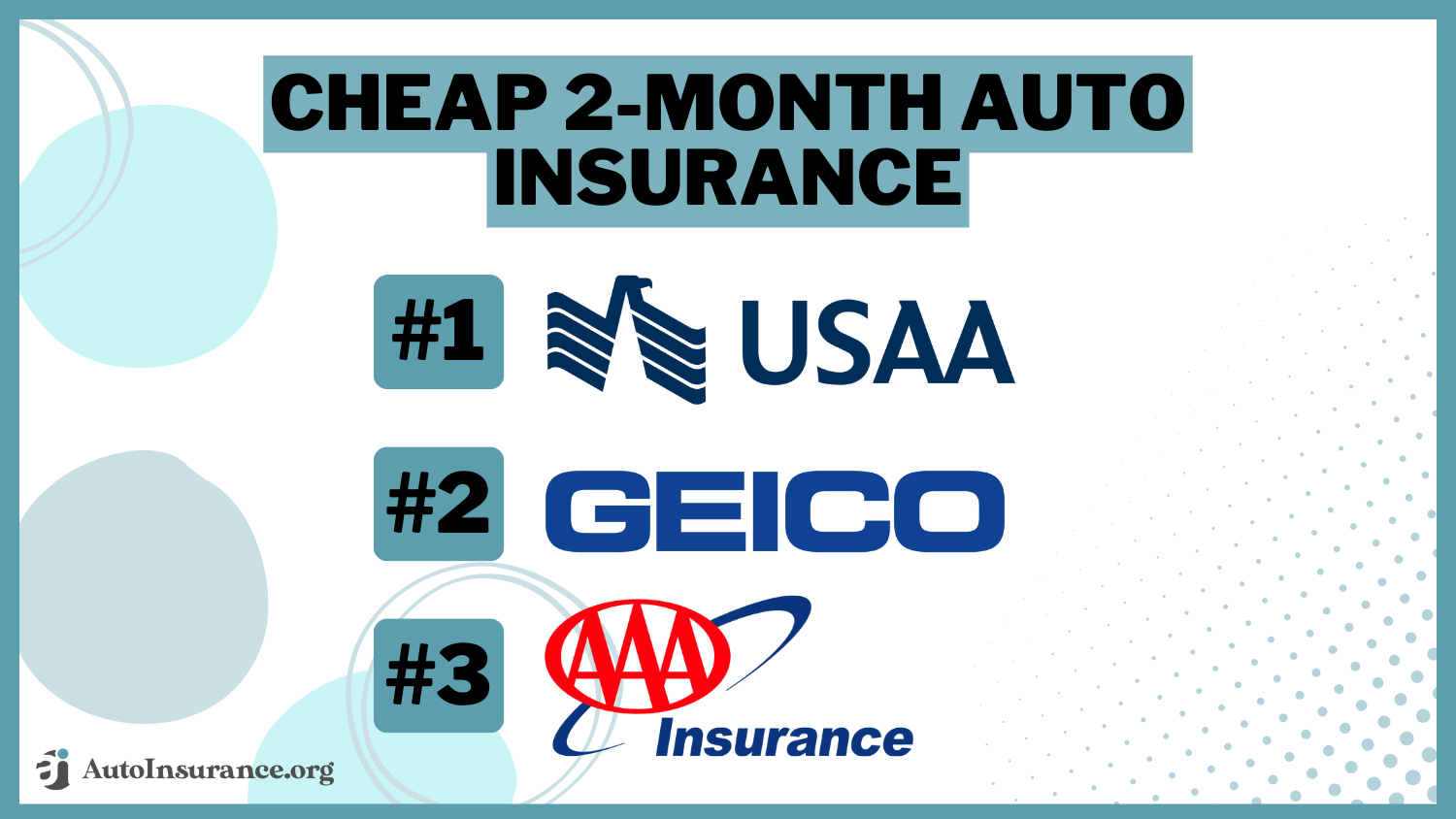 Cheap 2-Month Auto Insurance - USAA, Geico, AAA