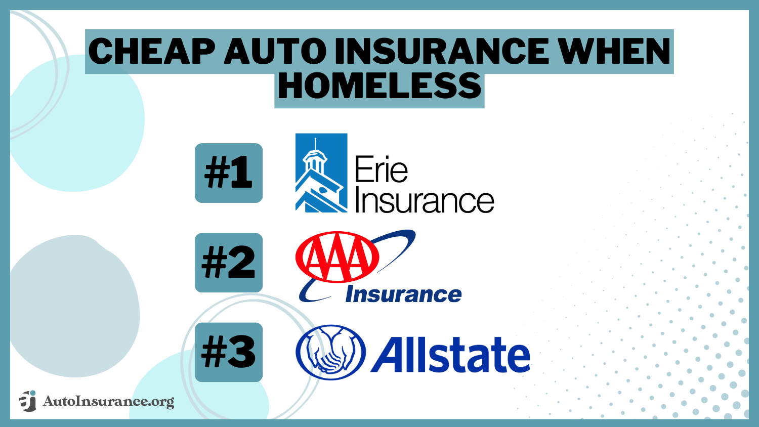 Cheap Auto Insurance When Homeless: Erie, AAA, Allstate