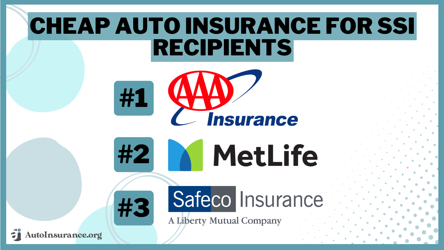 Cheap auto insurance for SSI Recipients: AAA, MetLife, Safeco Insurance