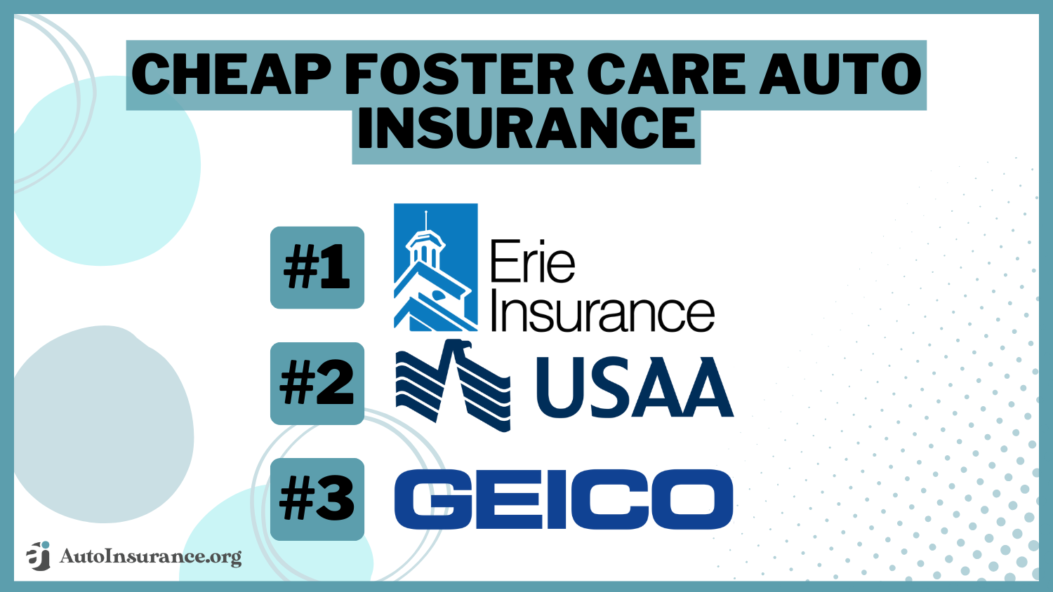Erie, USAA, Geico: cheap foster care auto insurance