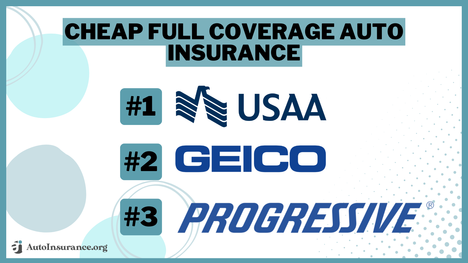 Cheap Full Coverage Auto Insurance: USAA, Geico, Progressive