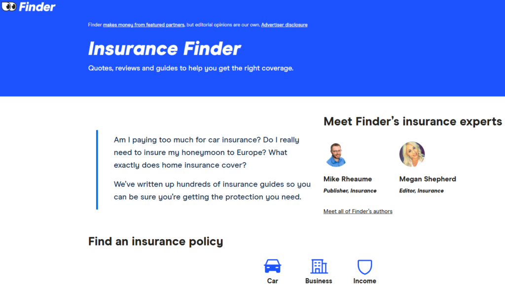 Finders Insurance Finder.com Review for 2026 (Legit Insurance Quotes?) | AutoInsurance.org