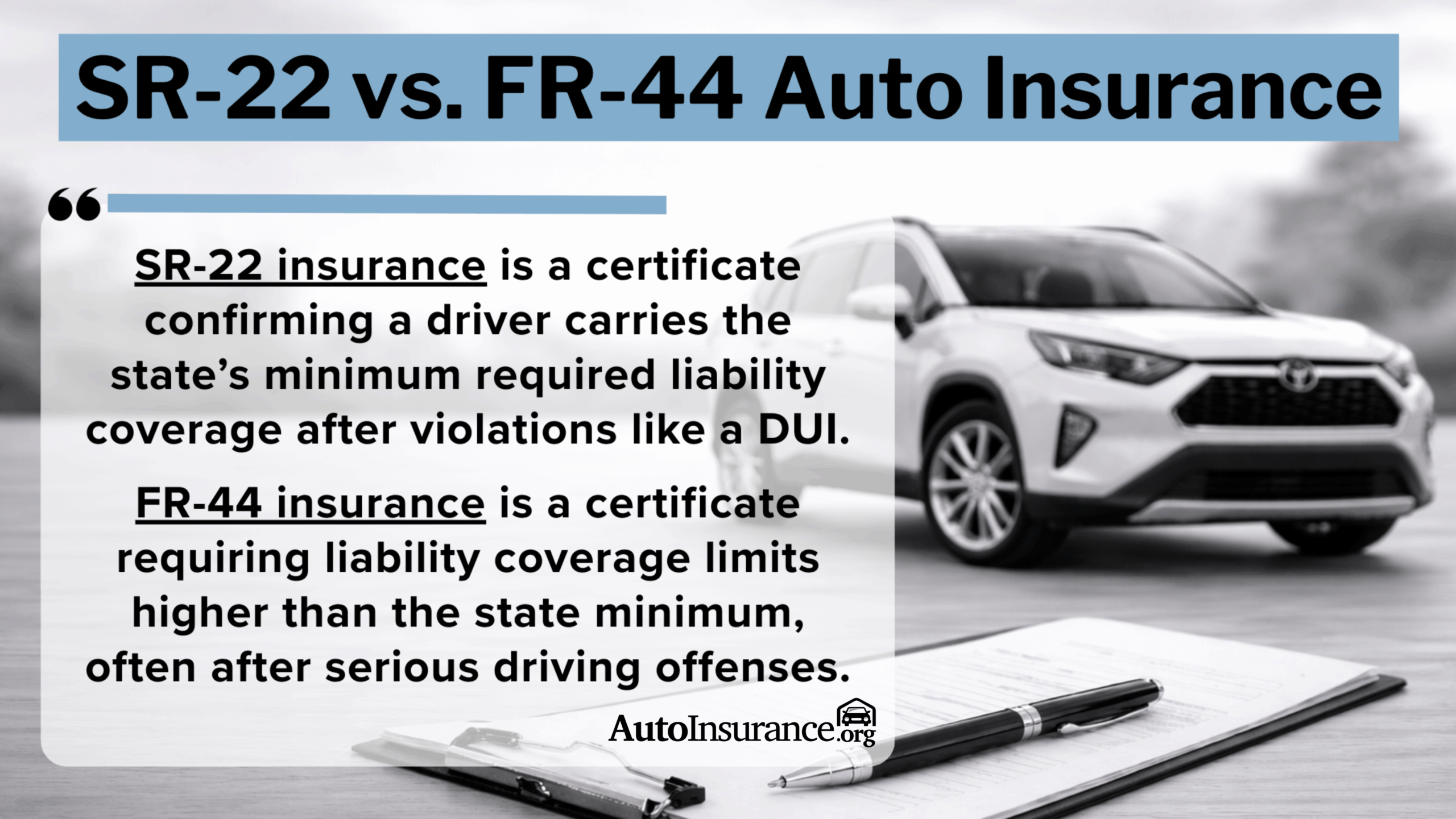 SR-22 vs. FR-44 Auto Insurance