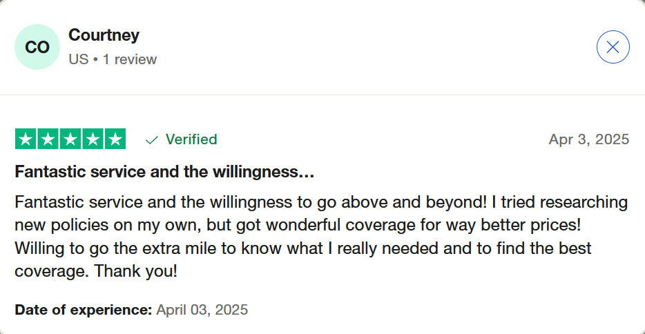 TrustPilot screenshot: SelectQuote review