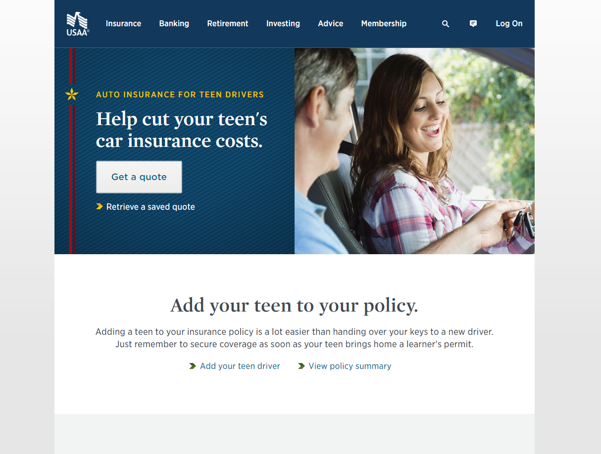 companies with the cheapest teen auto insurance: USAA