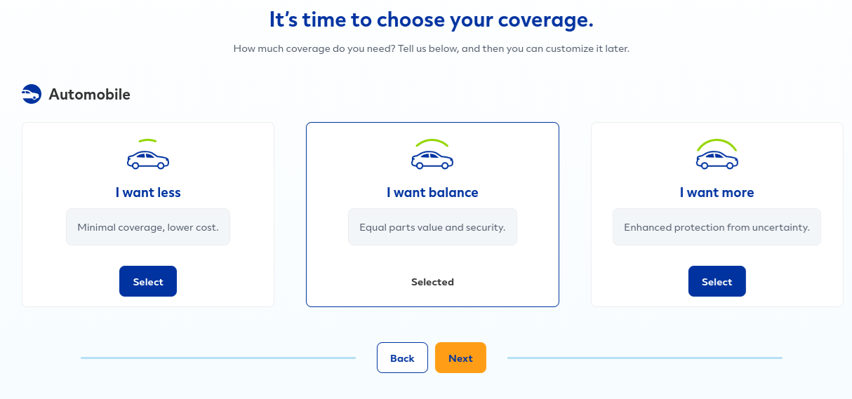 Allstate Get a Quote - Coverage Levels