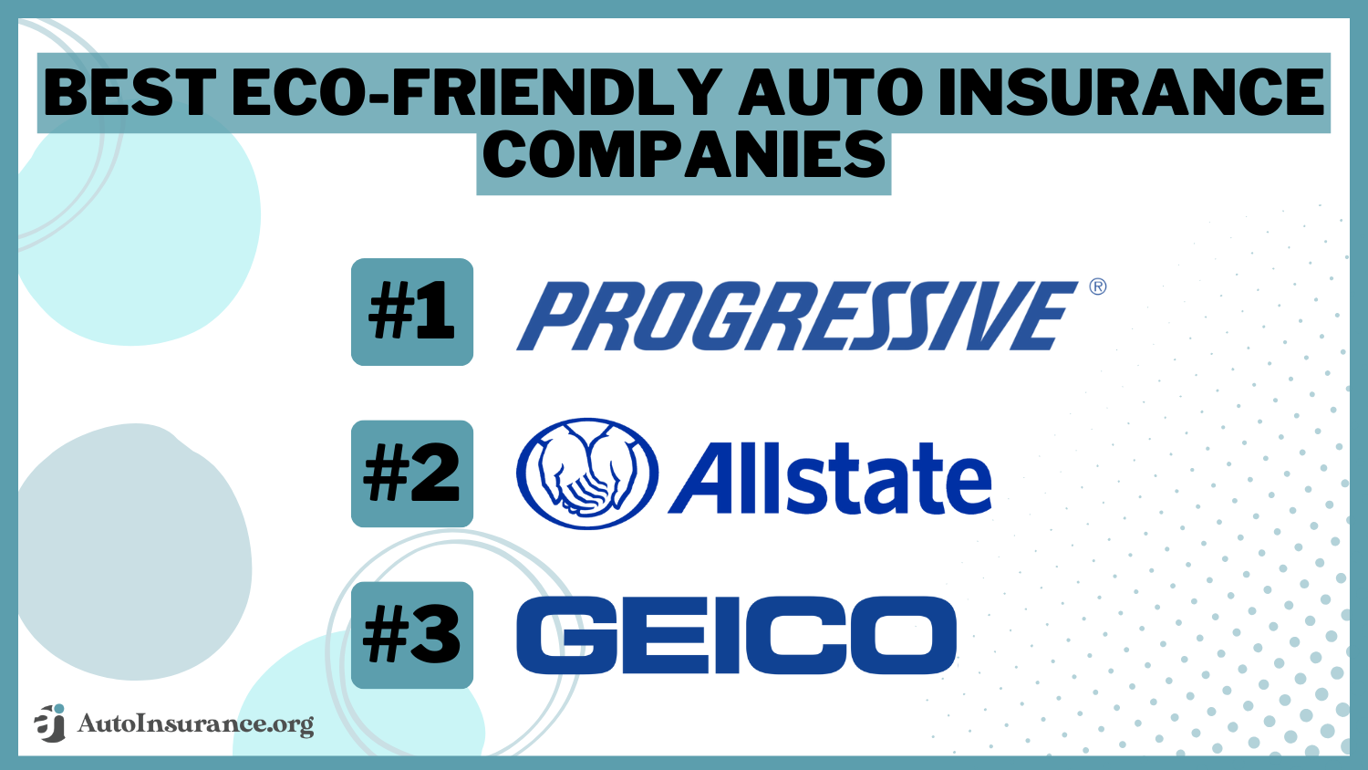 best eco-friendly auto insurance companies: Progressive, Allstate, Geico