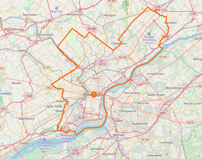 Highway map of Philadelphia