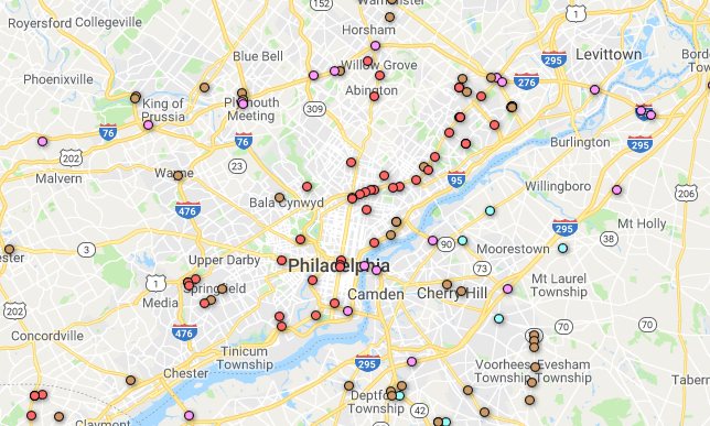 Red light camera locations in Philadelphia