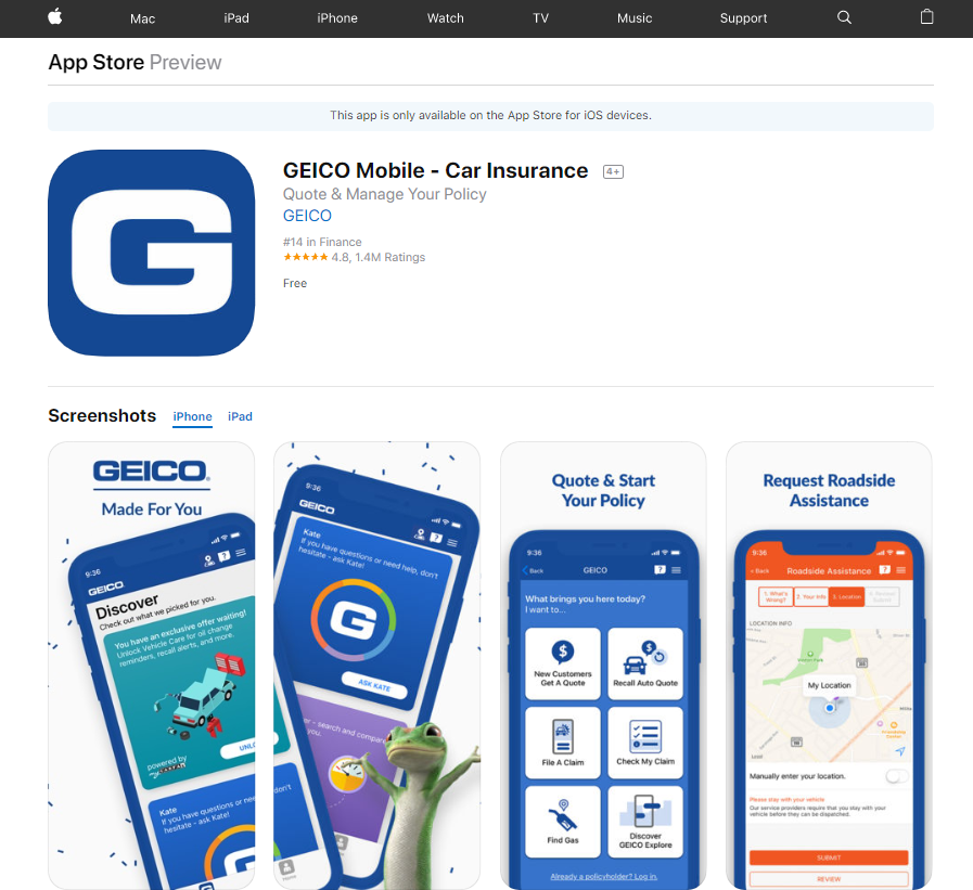 Geico Mobile App Reviews: Best Auto Insurance Companies That Don't Charge Late Fees
