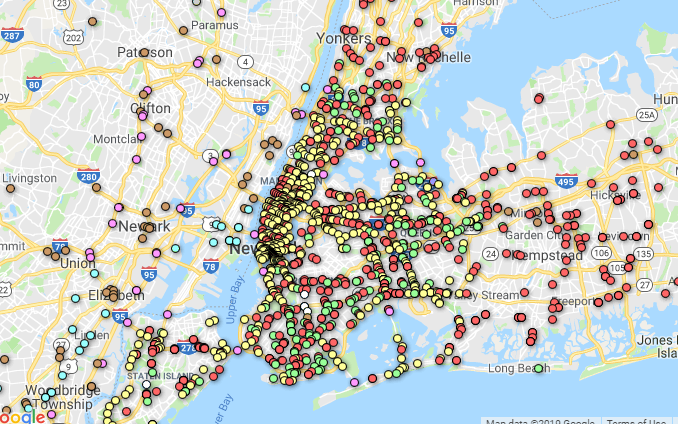 Location of red light cameras in NYC