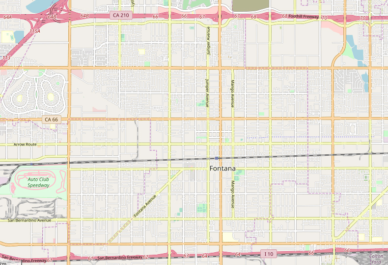 Map of Fontana, California major highways
