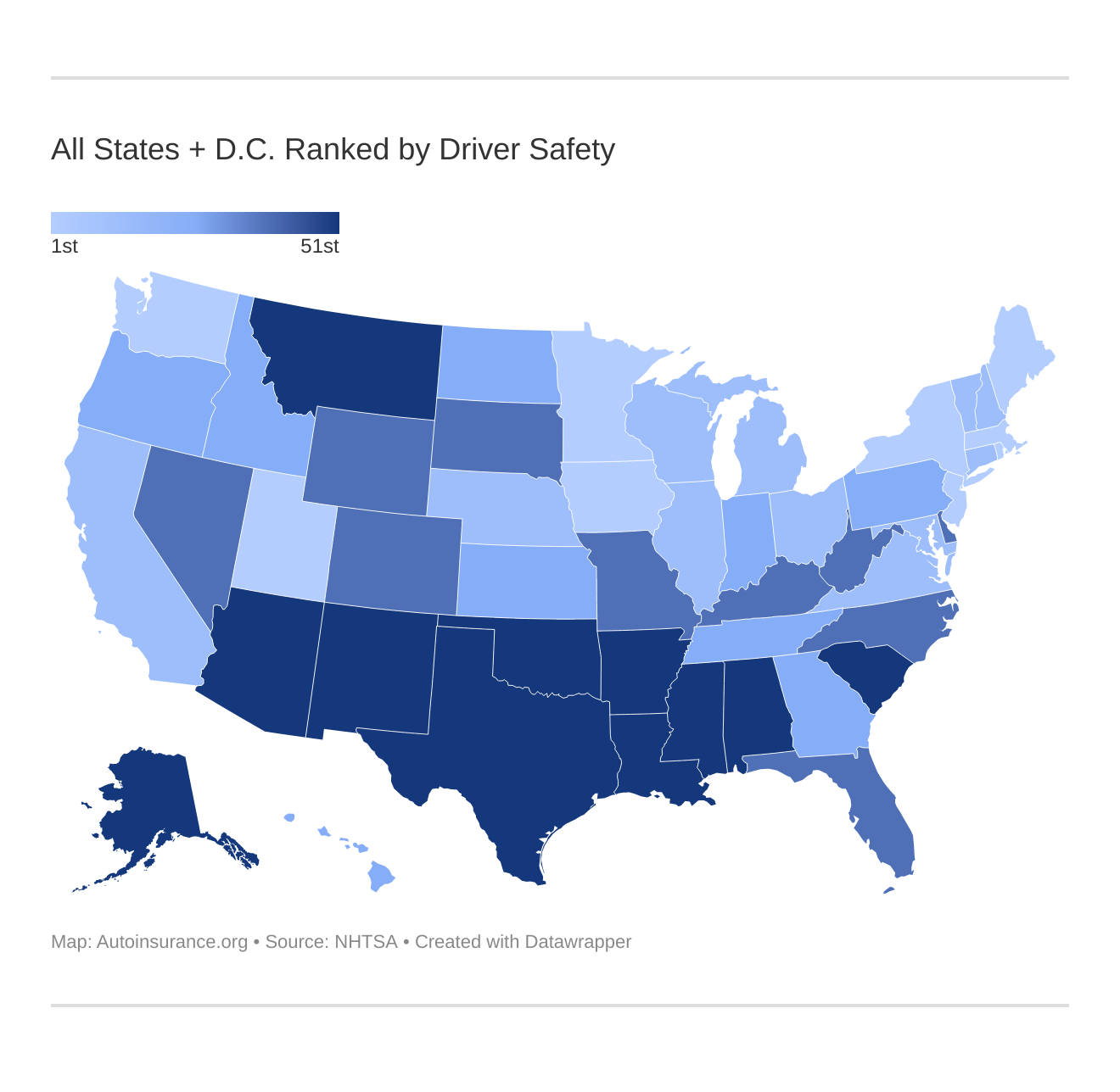 All States + D.C. Ranked by Driver Safety