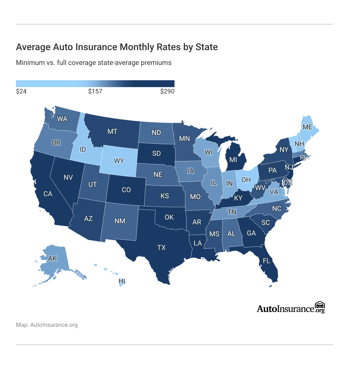 <h3>Average Auto Insurance Monthly Rates by State</h3> <h3>Average Auto Insurance Monthly Rates by State</h3>