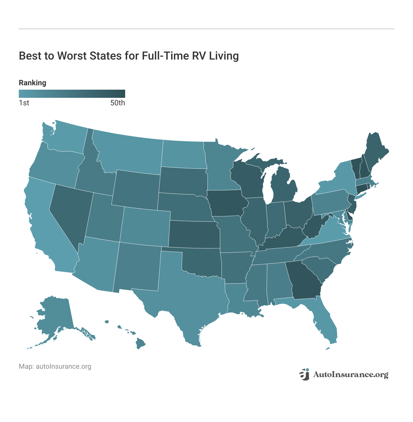 <h3>Best to Worst States for Full-Time RV Living</h3>