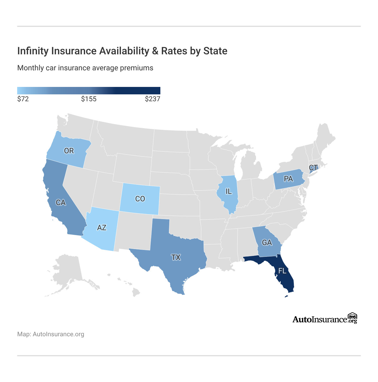 <h3>Infinity Insurance Availability & Rates by State</h3> <h3>Infinity Insurance Availability & Rates by State</h3>