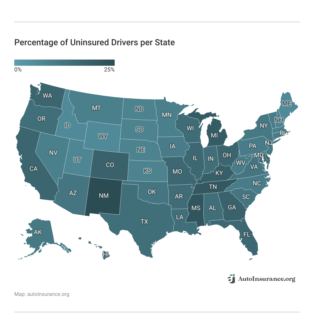 <h3>Percentage of Uninsured Drivers per State</h3>