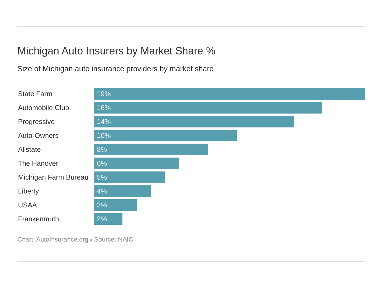 Michigan Auto Insurers by Market Share %