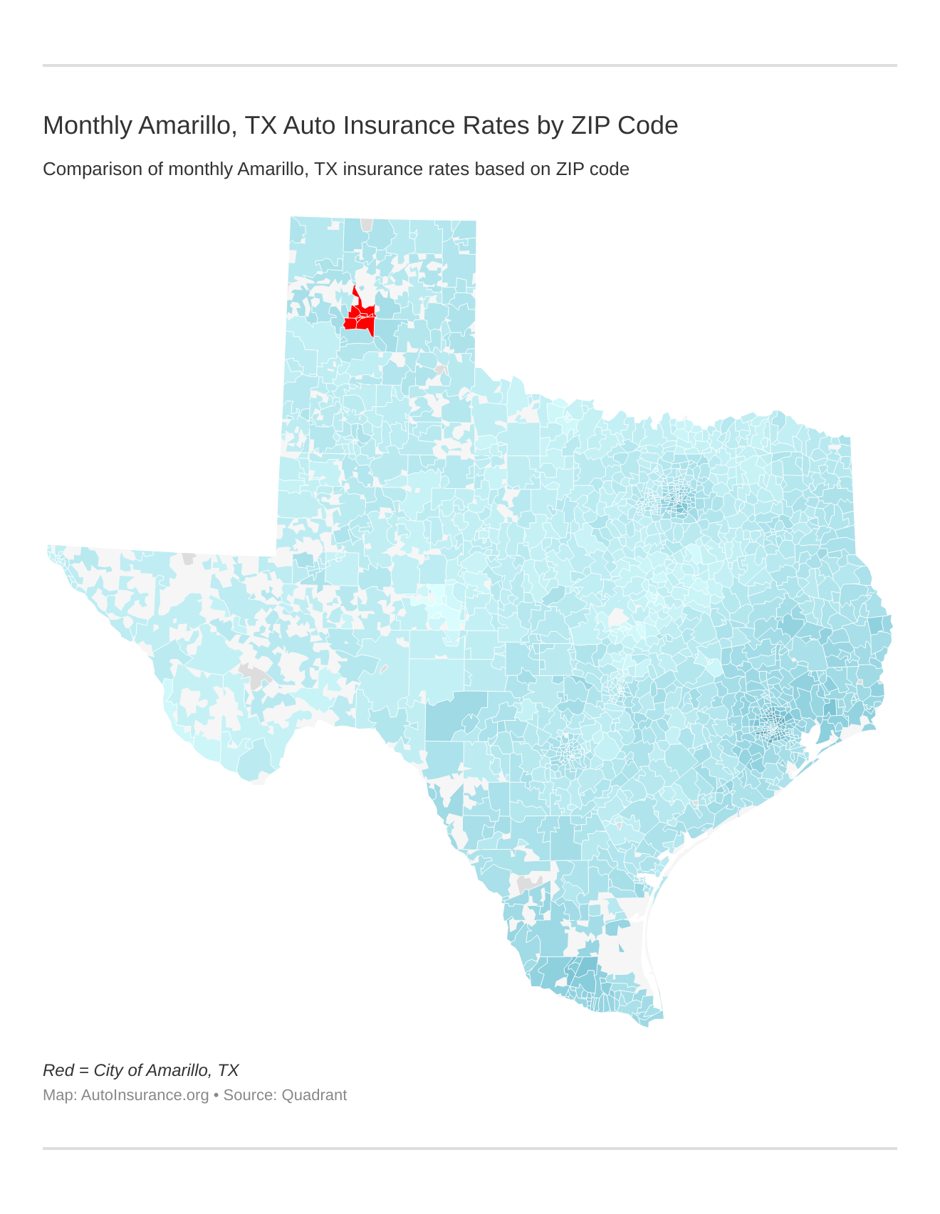 Monthly Amarillo, TX Auto Insurance Rates by ZIP Code