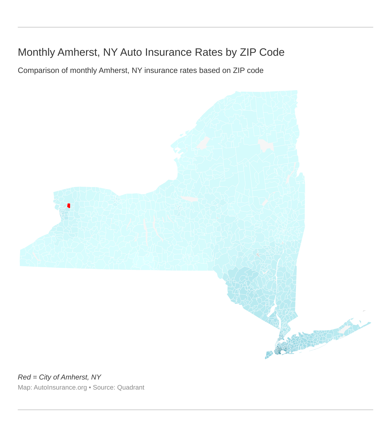 Monthly Amherst, NY Auto Insurance Rates by ZIP Code