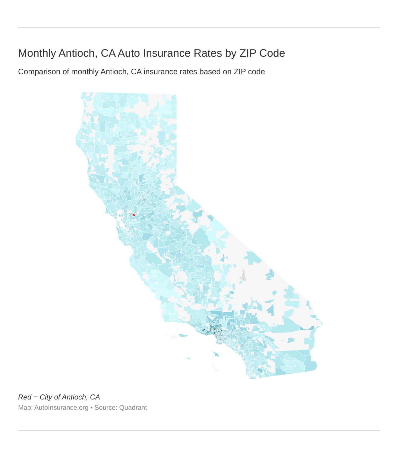 Monthly Antioch, CA Auto Insurance Rates by ZIP Code