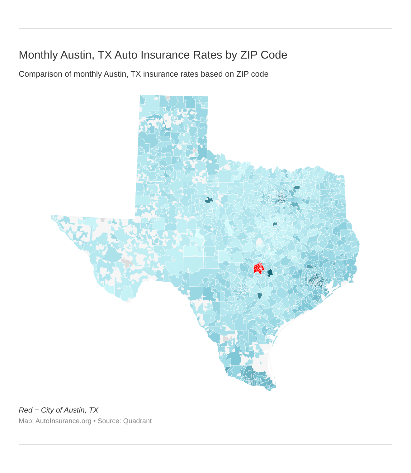 Monthly Austin, TX Auto Insurance Rates by ZIP Code