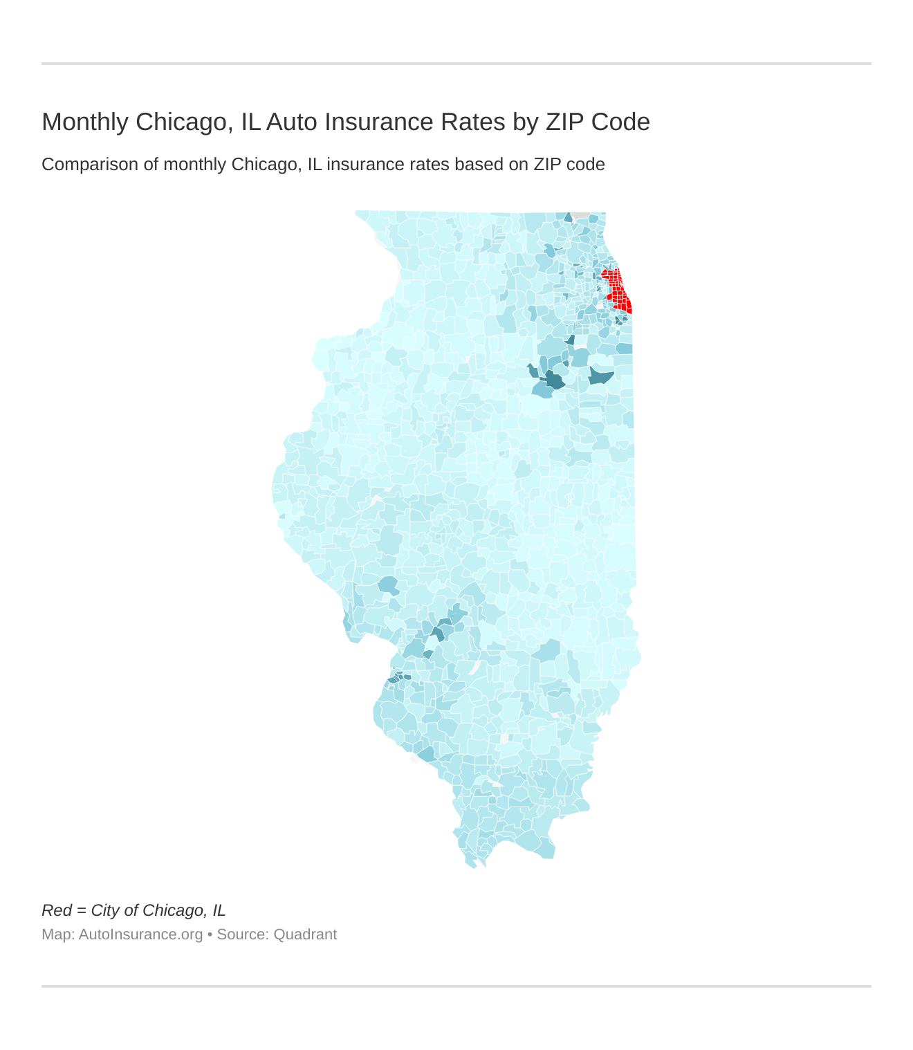 Monthly Chicago, IL Auto Insurance Rates by ZIP Code