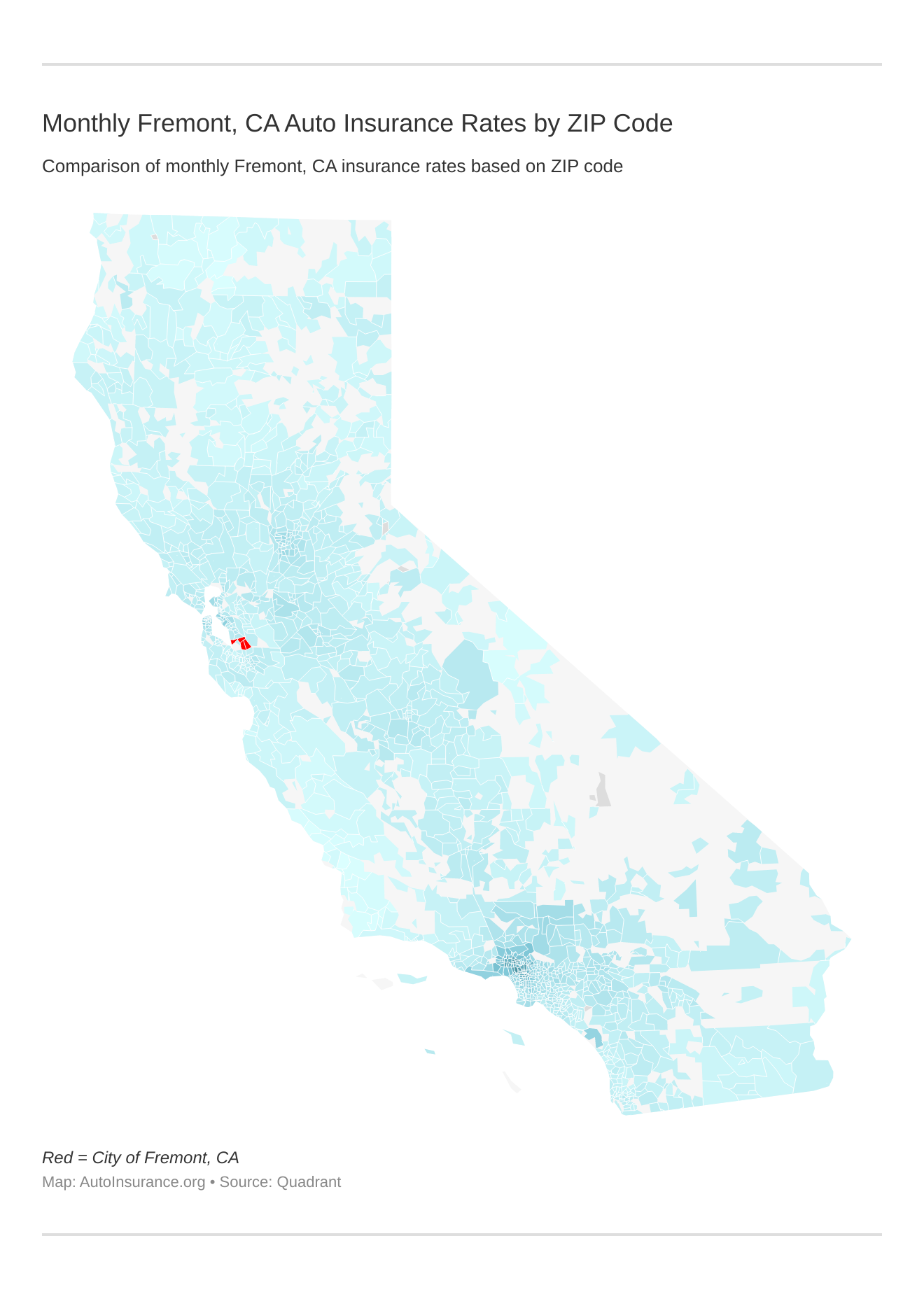 Monthly Fremont, CA Auto Insurance Rates by ZIP Code