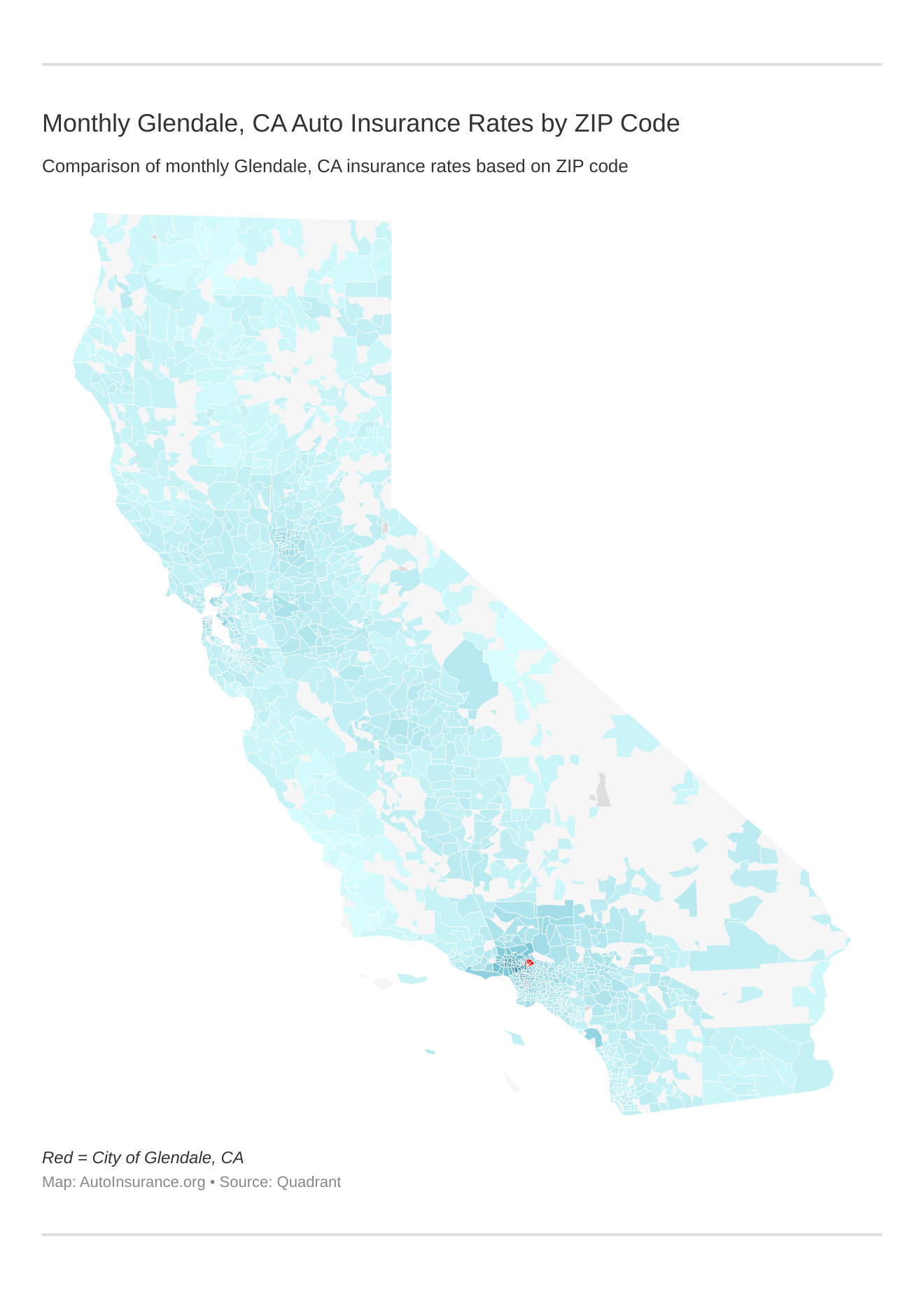 Monthly Glendale, CA Auto Insurance Rates by ZIP Code