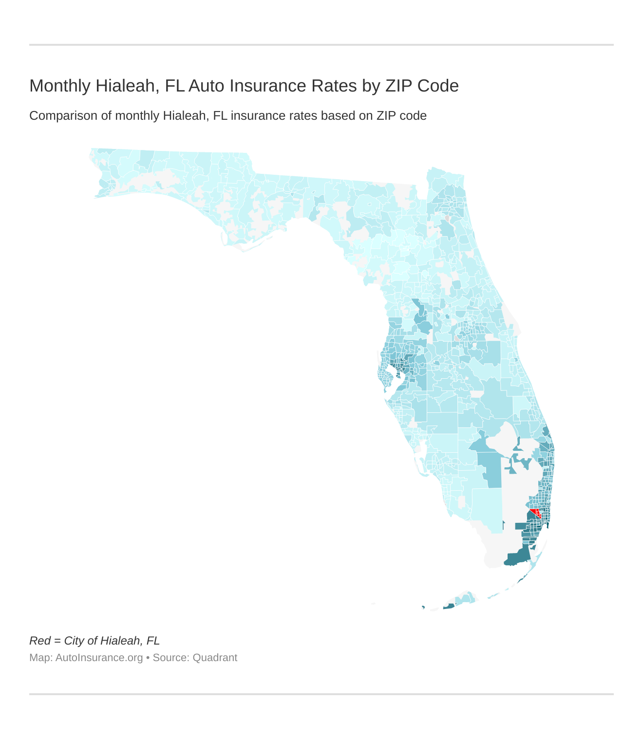 Monthly Hialeah, FL Auto Insurance Rates by ZIP Code