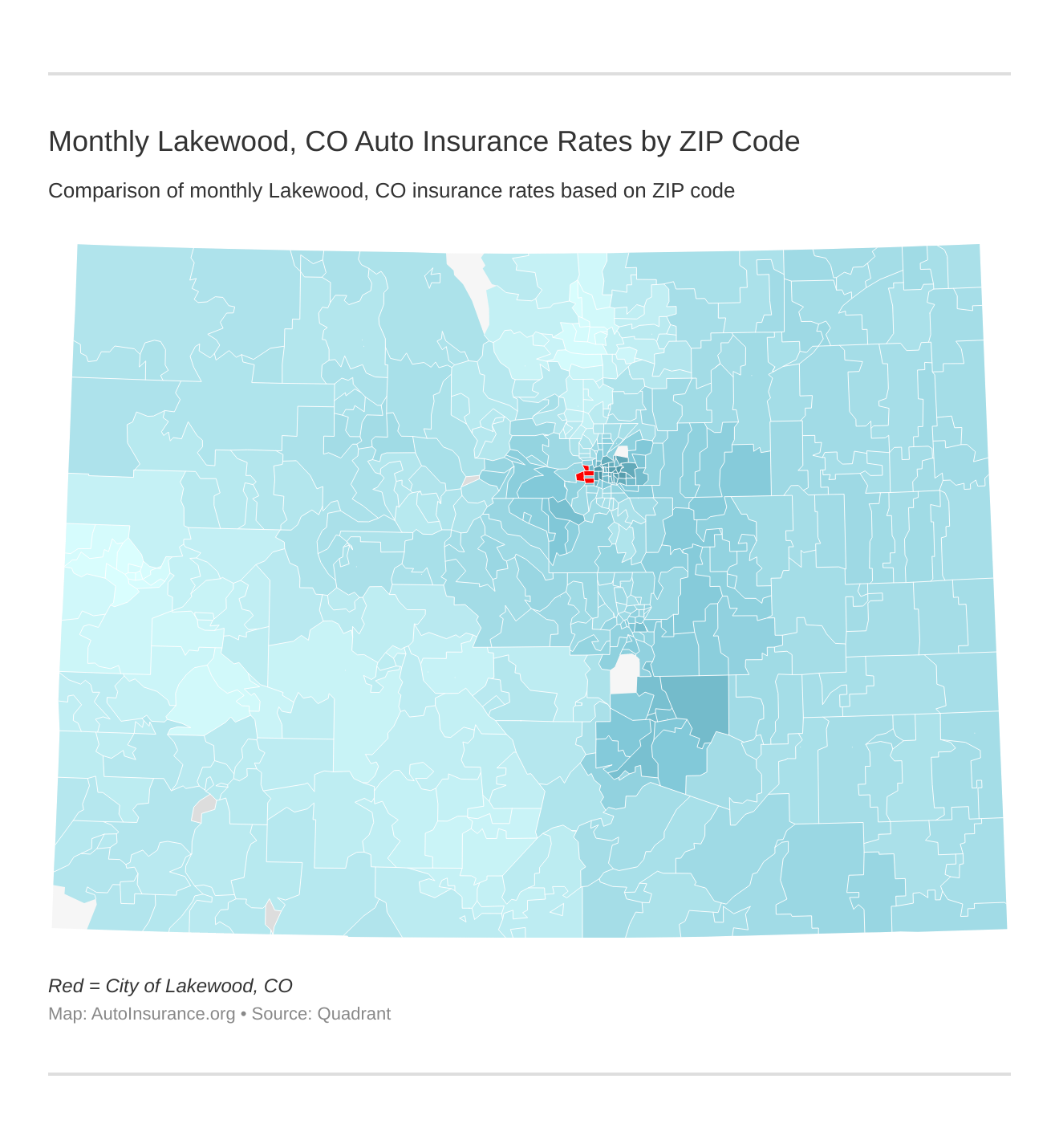 Monthly Lakewood, CO Auto Insurance Rates by ZIP Code