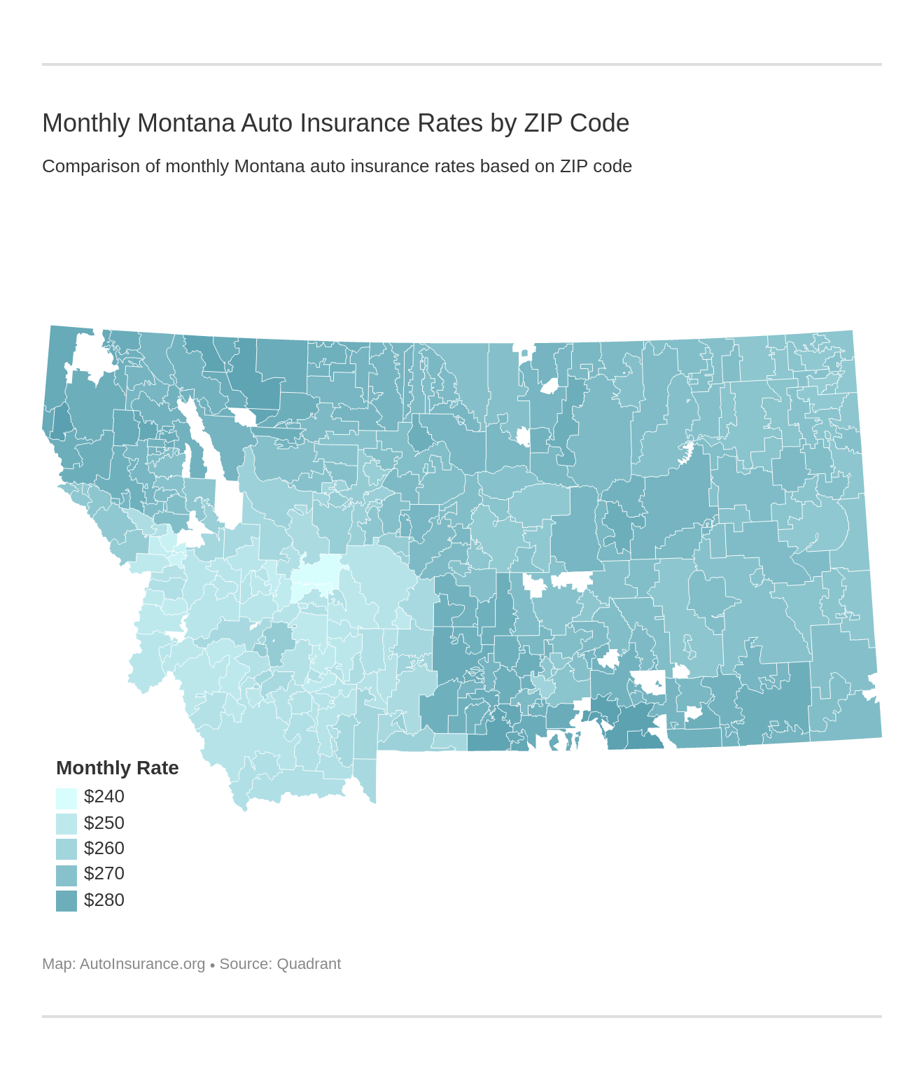 Monthly Montana Auto Insurance Rates by ZIP Code