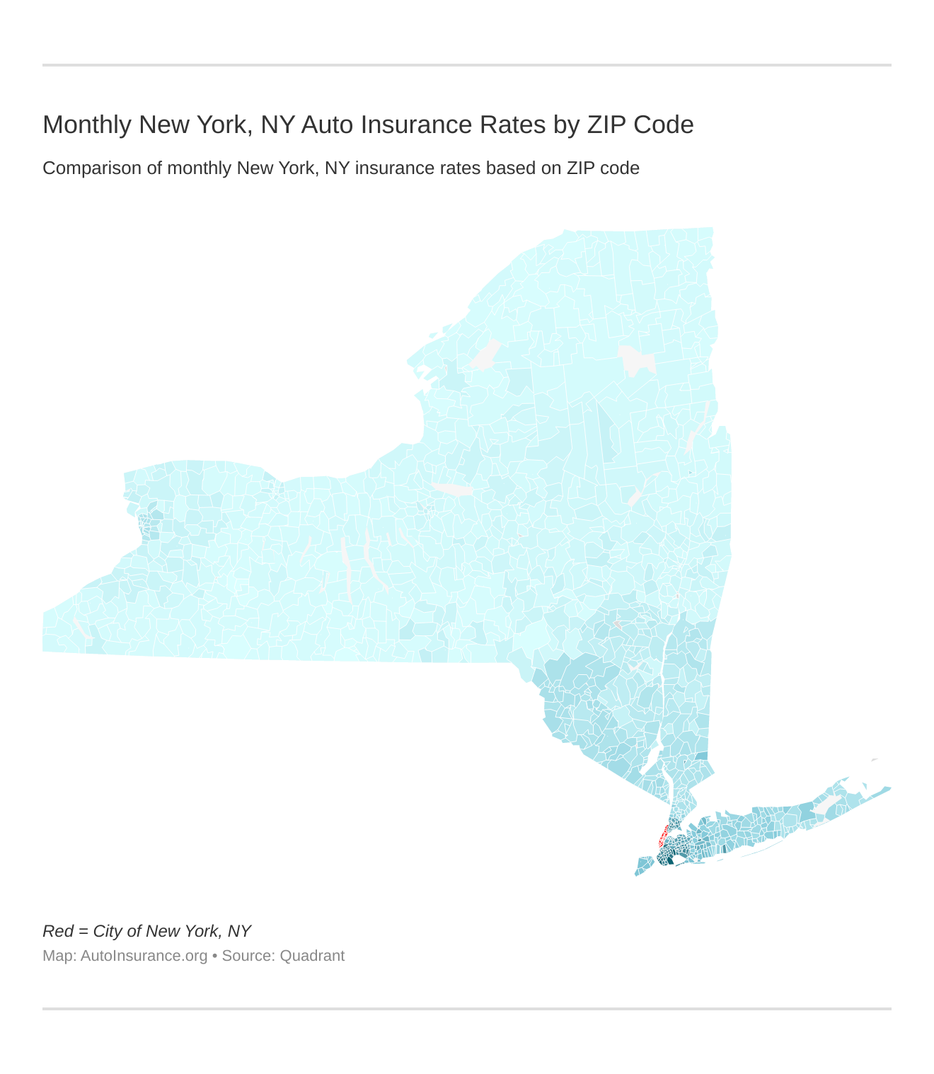 Monthly New York, NY Auto Insurance Rates by ZIP Code