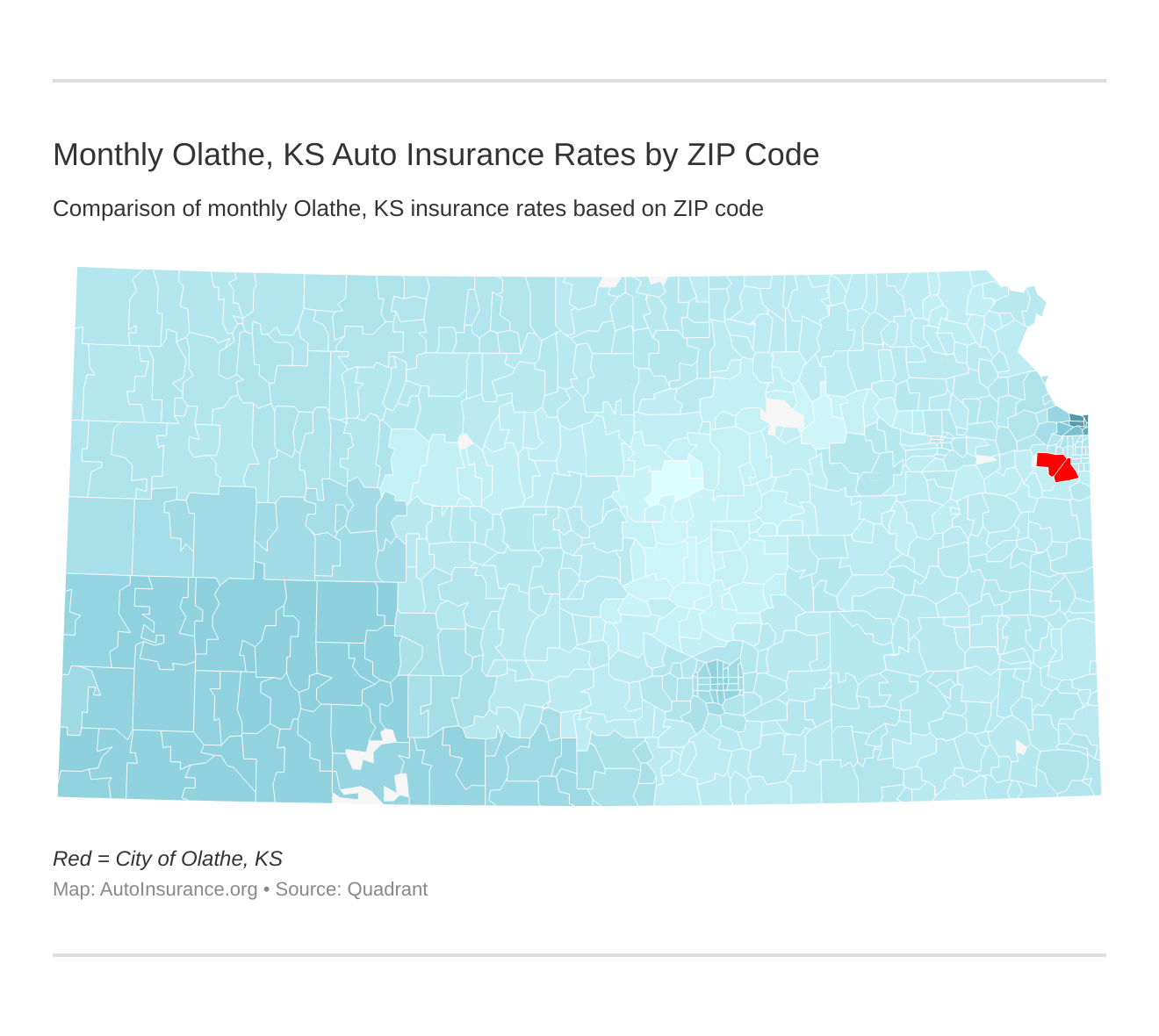 Monthly Olathe, KS Auto Insurance Rates by ZIP Code