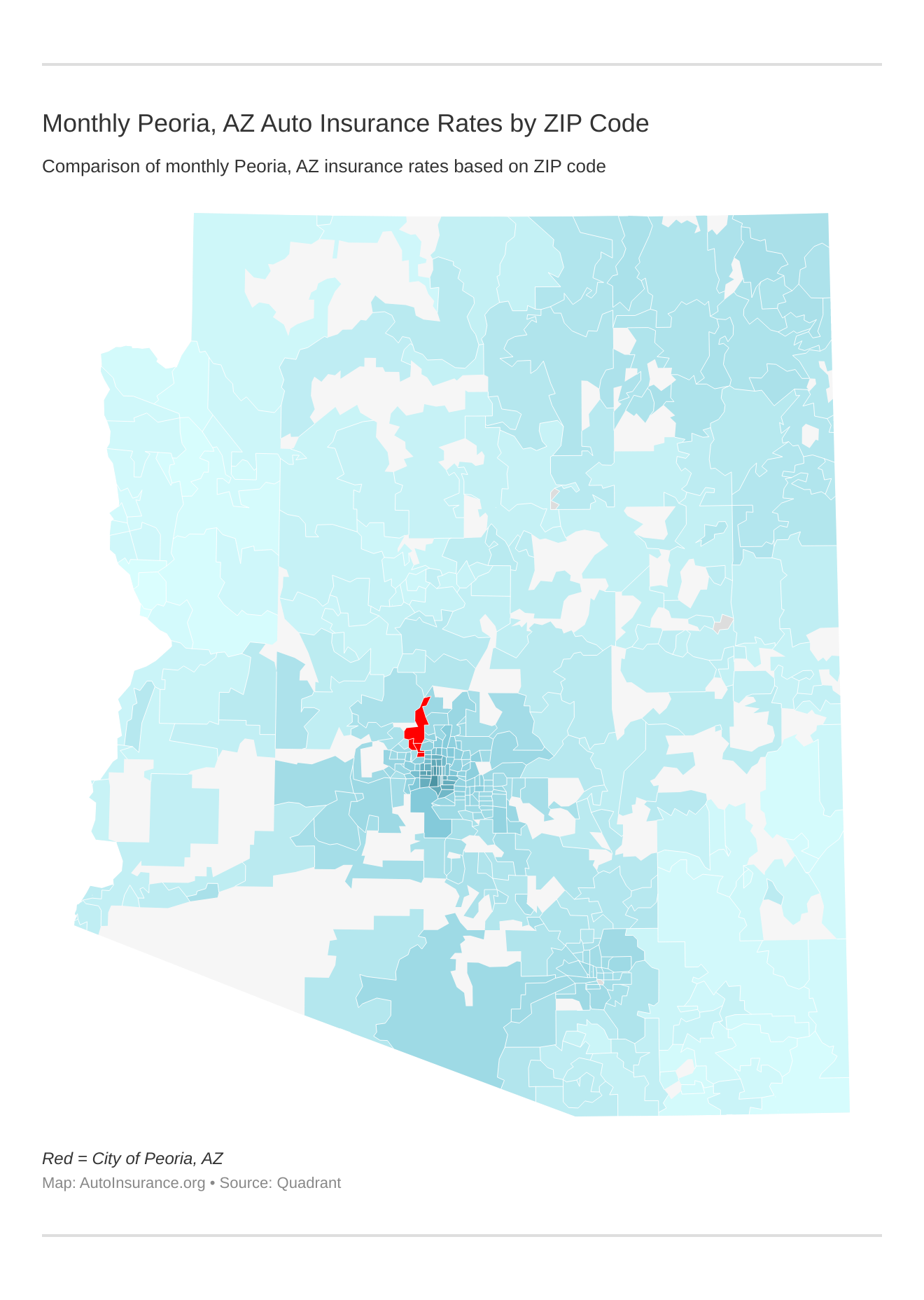Monthly Peoria, AZ Auto Insurance Rates by ZIP Code