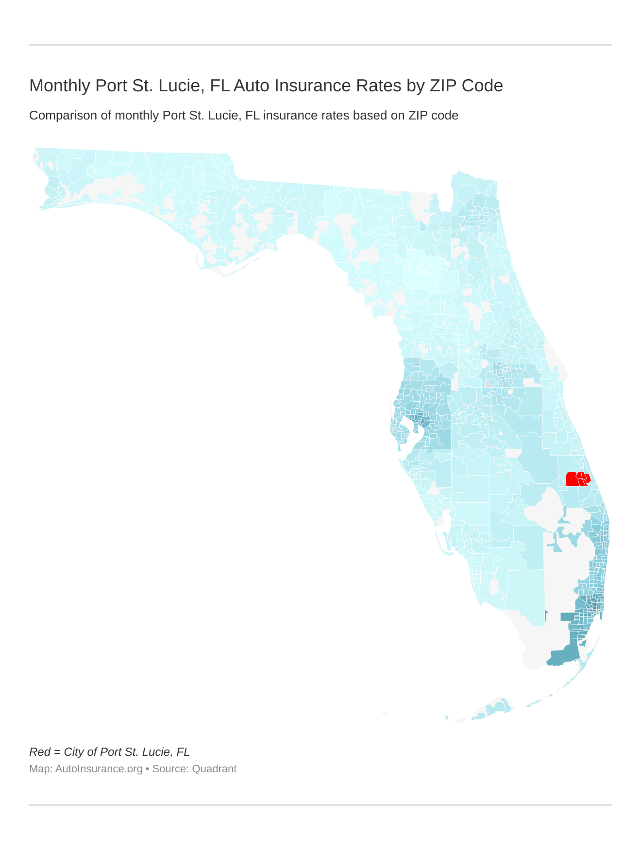 Monthly Port St. Lucie, FL Auto Insurance Rates by ZIP Code