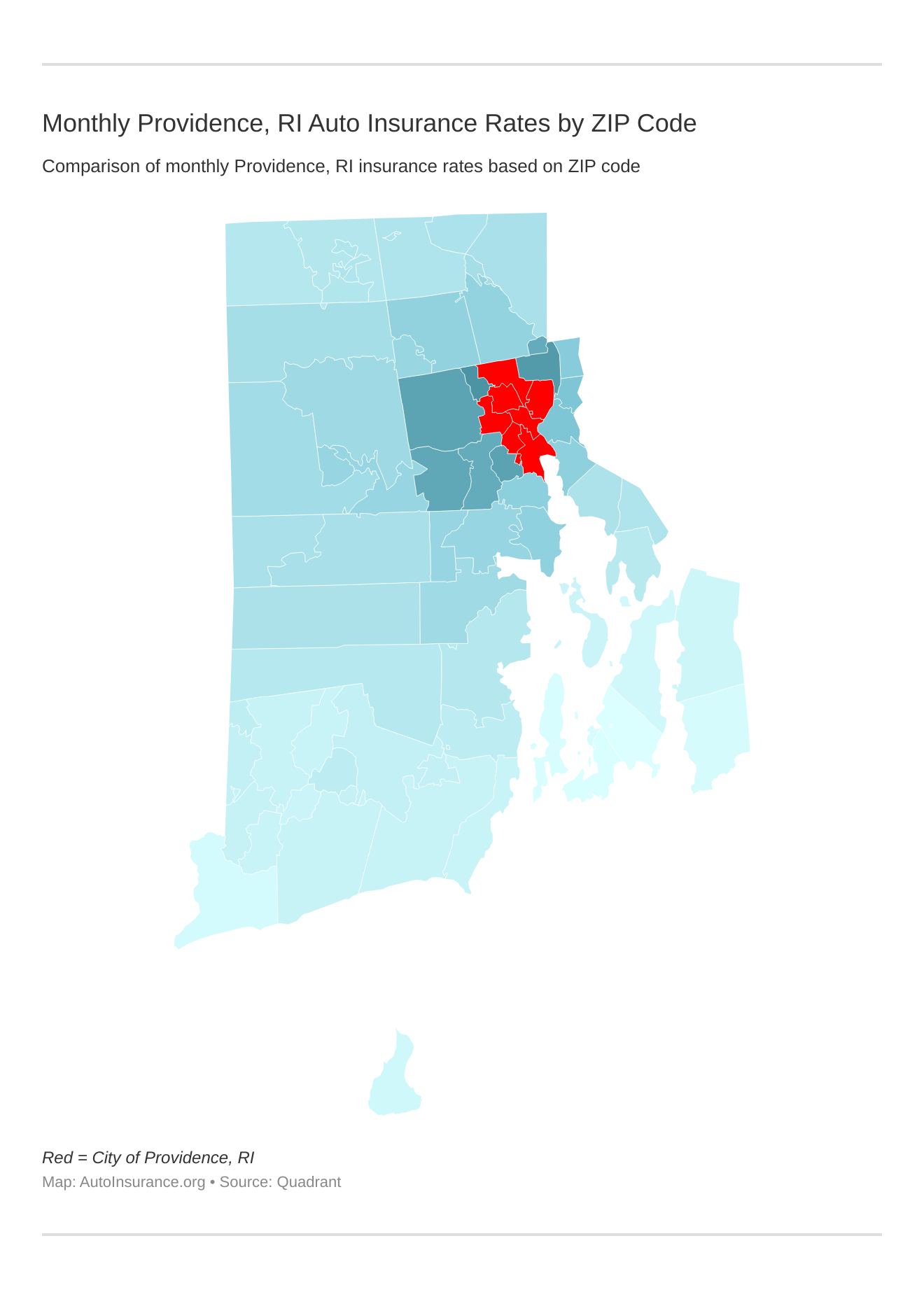 Monthly Providence, RI Auto Insurance Rates by ZIP Code