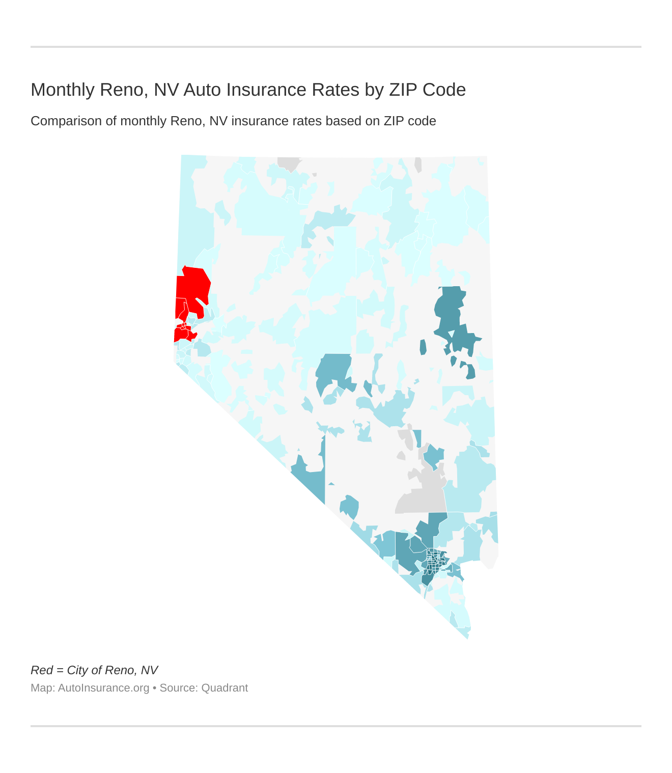 Monthly Reno, NV Auto Insurance Rates by ZIP Code