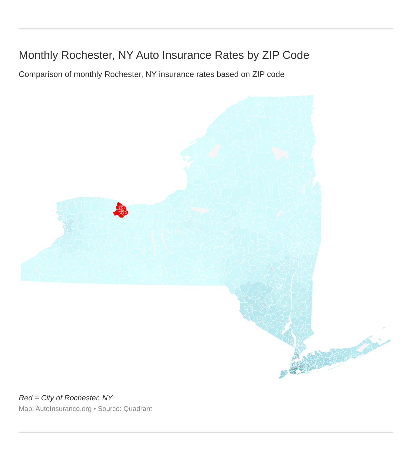 Monthly Rochester, NY Auto Insurance Rates by ZIP Code