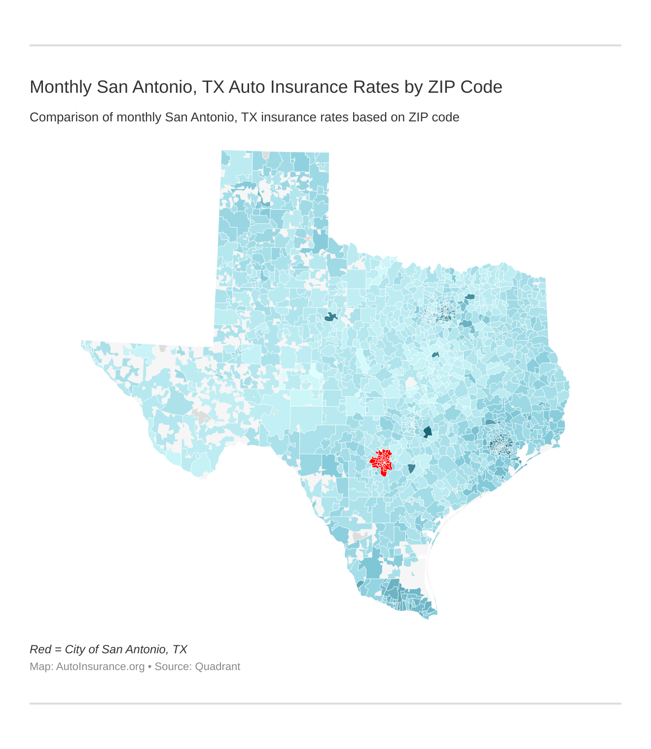 Monthly San Antonio, TX Auto Insurance Rates by ZIP Code