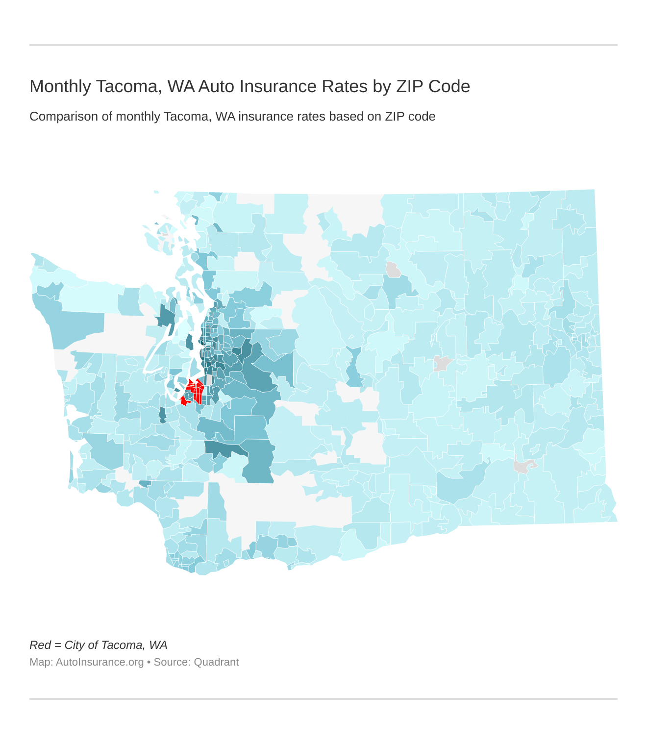 Monthly Tacoma, WA Auto Insurance Rates by ZIP Code