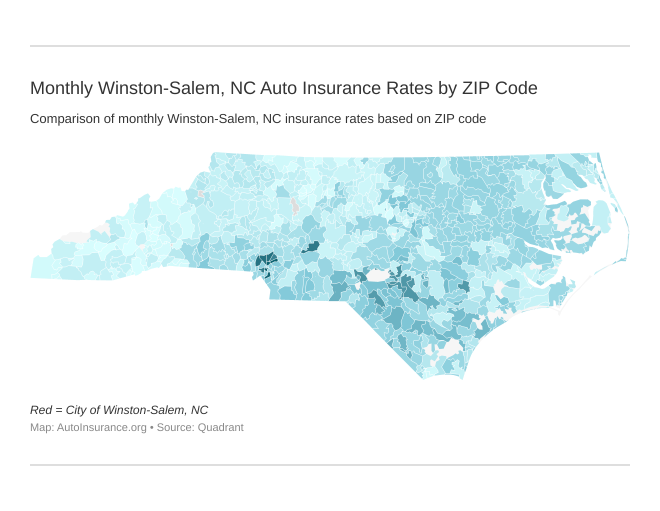 Monthly Winston-Salem, NC Auto Insurance Rates by ZIP Code