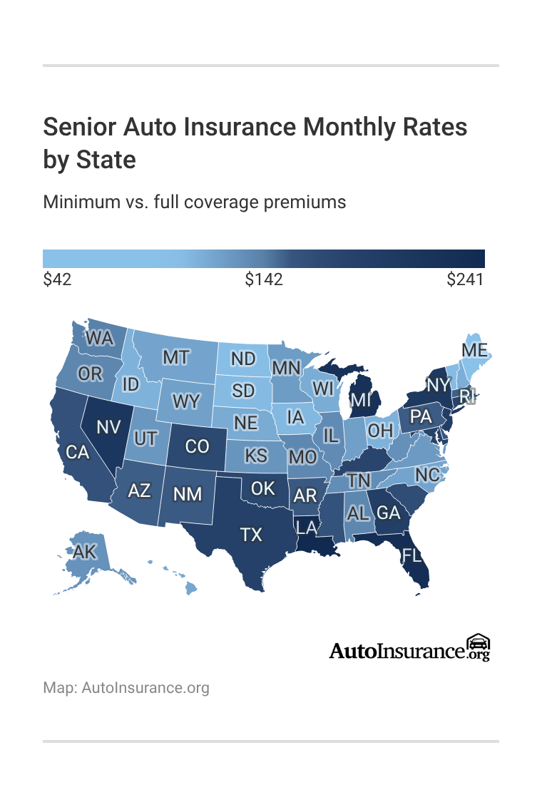 Senior Auto Insurance Monthly Rates by State Senior Auto Insurance Monthly Rates by State