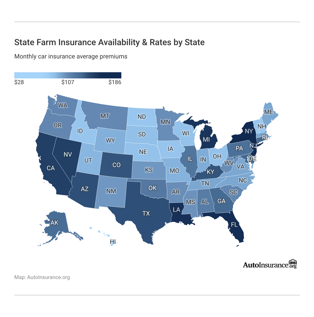 State Farm Insurance Availability & Rates by State